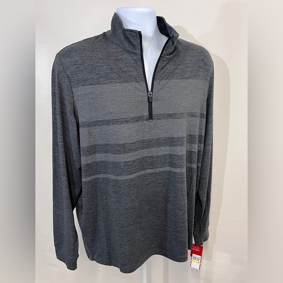 BEN‎ HOGAN Gray stripe 1/4 zip long sleeve pullover size M. - Picture 8 of 12